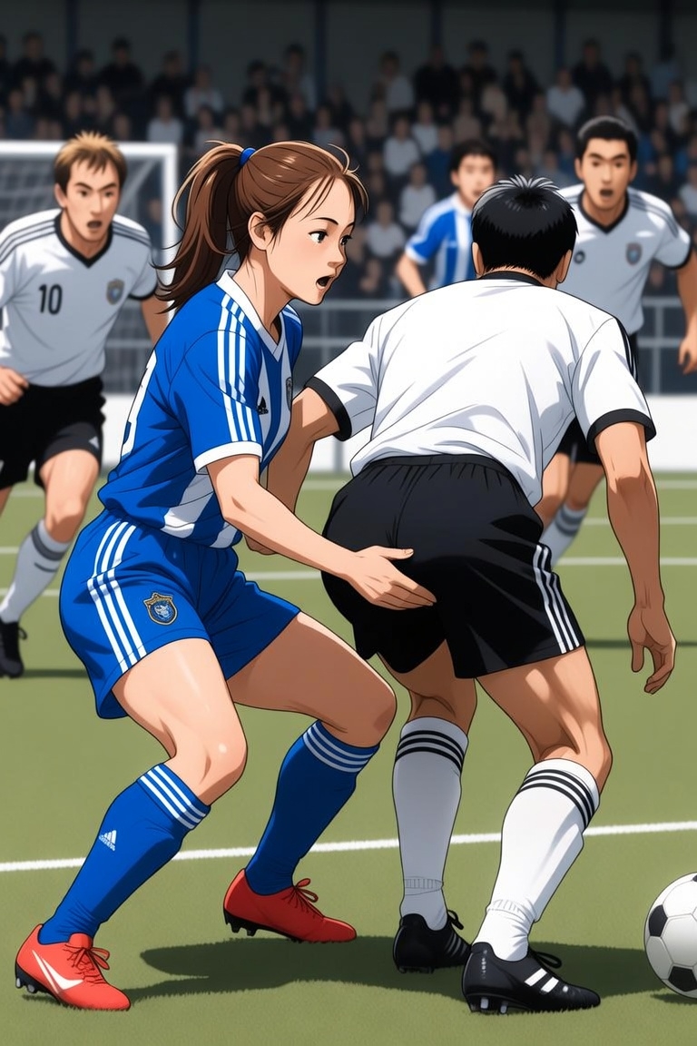 男子VS女子サッカー ～女子選手に股間とお尻を触られ脱力する男子たち～