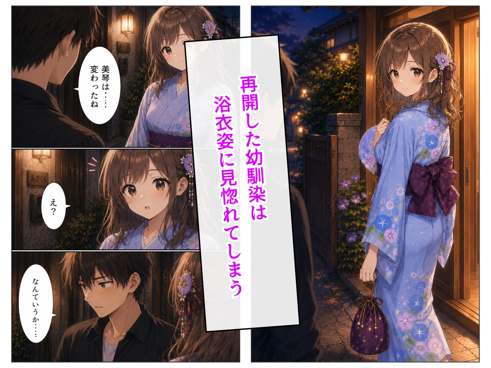 夏祭りのあと、浴衣姿の幼馴染と。