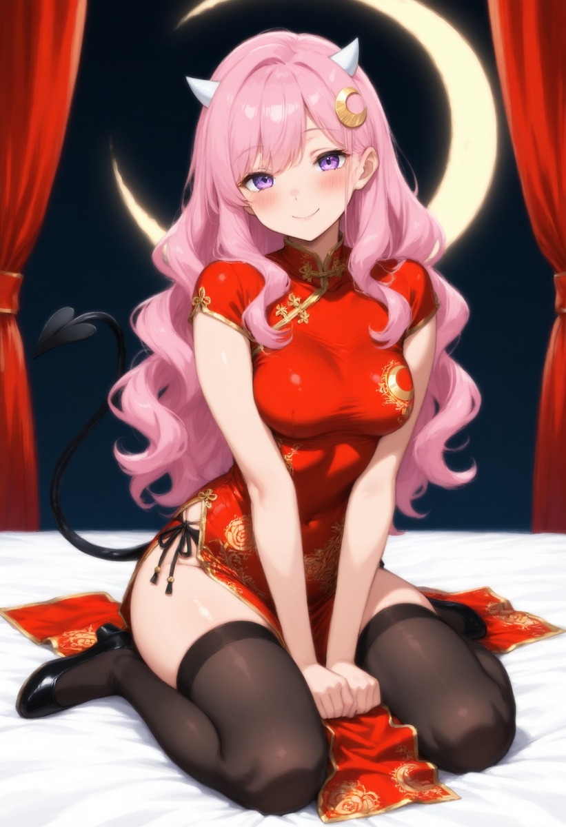 【AI】月夜の魔女ルナリア 〜チャイナドレス編〜 スリットから覗く小悪魔 全190枚