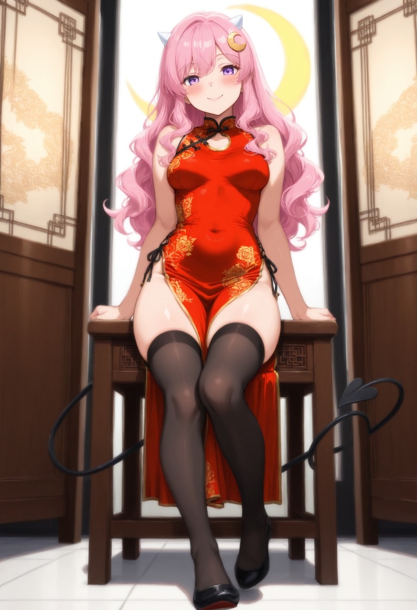 【AI】月夜の魔女ルナリア 〜チャイナドレス編〜 スリットから覗く小悪魔 全190枚