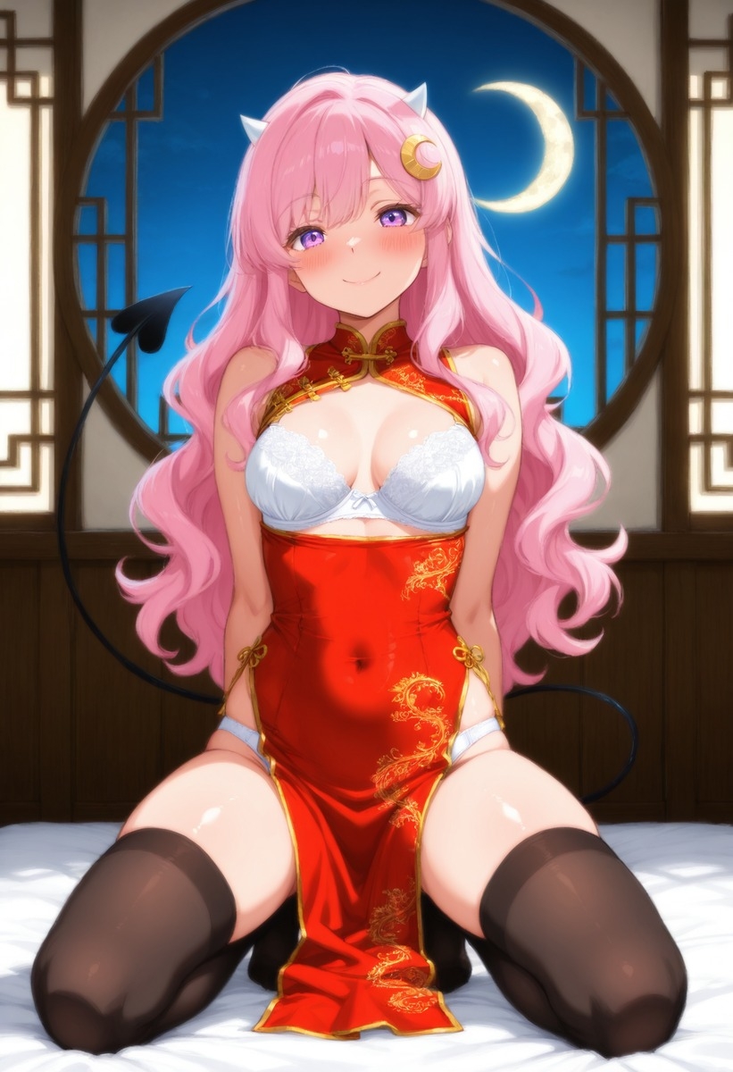 【AI】月夜の魔女ルナリア 〜チャイナドレス編〜 スリットから覗く小悪魔 全190枚