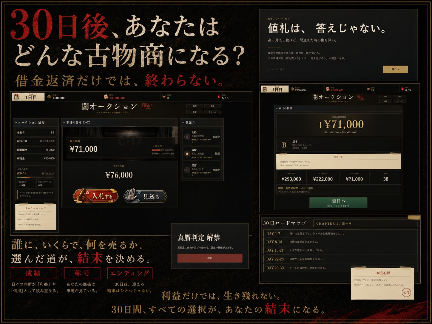 闇オークション～中身の見えない倉庫を競り落とし、価値を引き当てろ～
