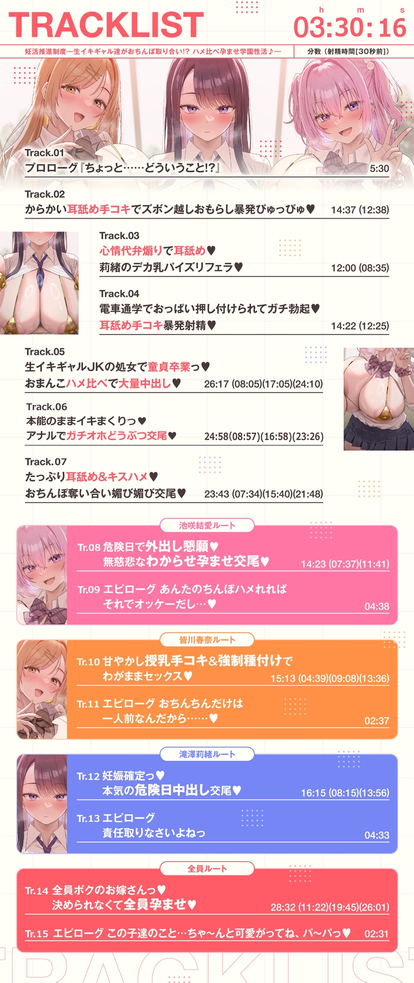 【3時間半×ハメ比べ孕ませ×爆乳ハーレム】妊活推進制度～学校中の男子がオカズにしてる爆乳ギャルJKがボクの童貞おちんぽを奪い合うハメ比べ孕ませ学園性活～