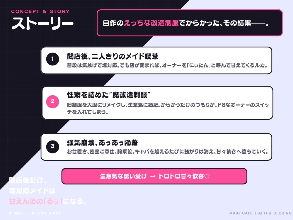 【ダウナーメイド】自作のえっちな改造制服でからかったら、ドSなオーナーにたっぷり分からせられました。〜最弱サブカルメイドのあぅあぅ陥落記録〜 – Preview 3