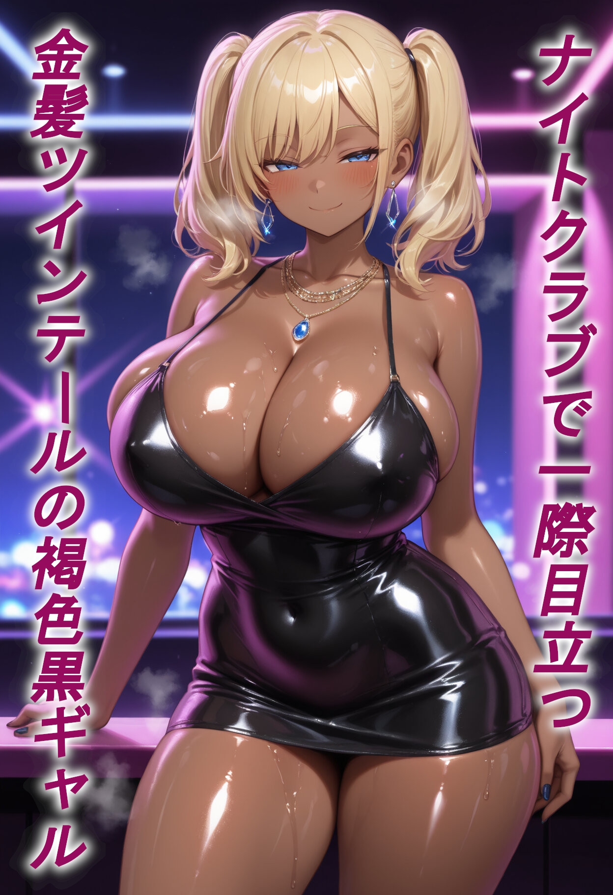 【金髪ツインテ×黒ギャル】ボディコンの褐色ギャル。ナイトクラブでナンパされ、一晩中ハメ尽くされる！