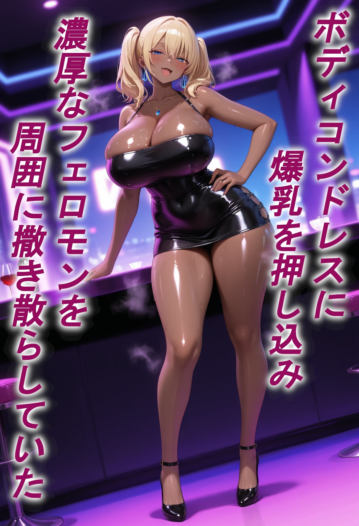 【金髪ツインテ×黒ギャル】ボディコンの褐色ギャル。ナイトクラブでナンパされ、一晩中ハメ尽くされる！