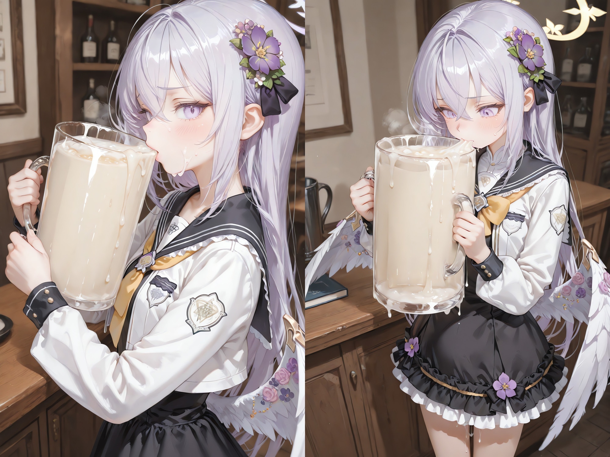 ブルアカ生徒の限界ごっくんカフェ 〜特大ザーメンジョッキ一気飲みから再ごっくんまで〜 (ボテ腹・嘔吐あり) – Preview 5