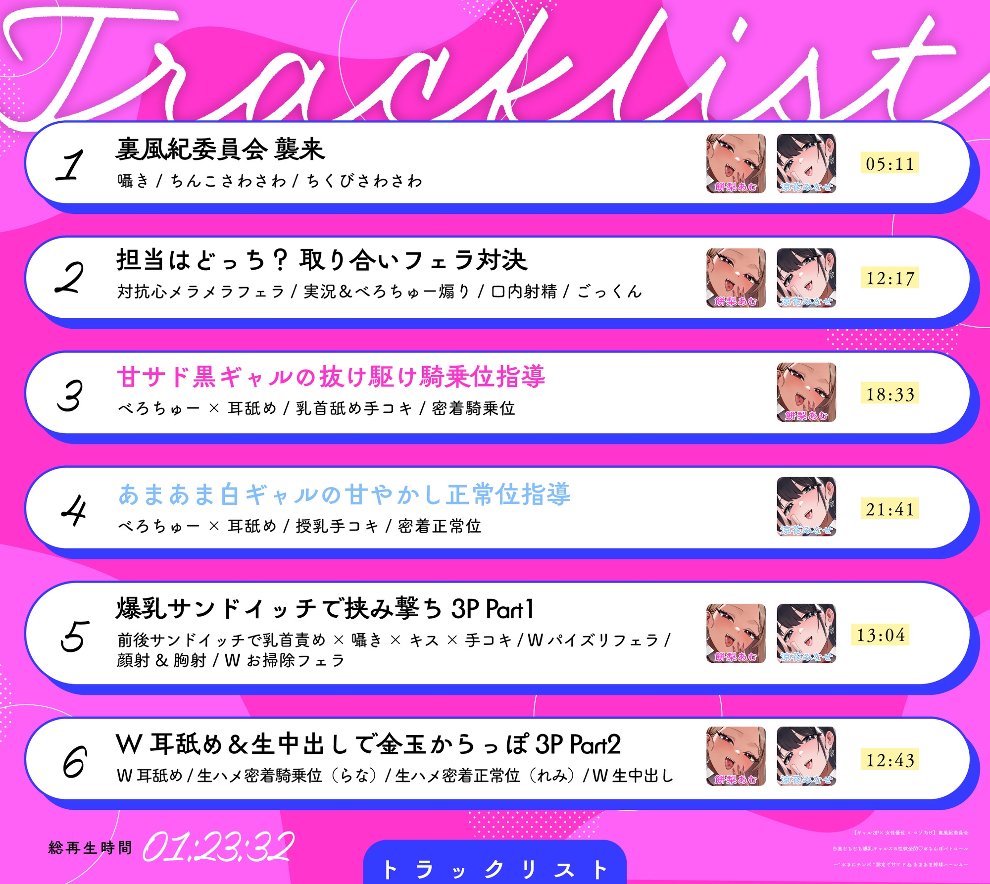 【半周年記念110円/ギャル3P】裏風紀委員会 白黒むちむち爆乳ギャルズの性欲全開♡おちんぽパトロール 〜"おきにチンポ"認定で甘サド&あまあま搾精ハーレム〜