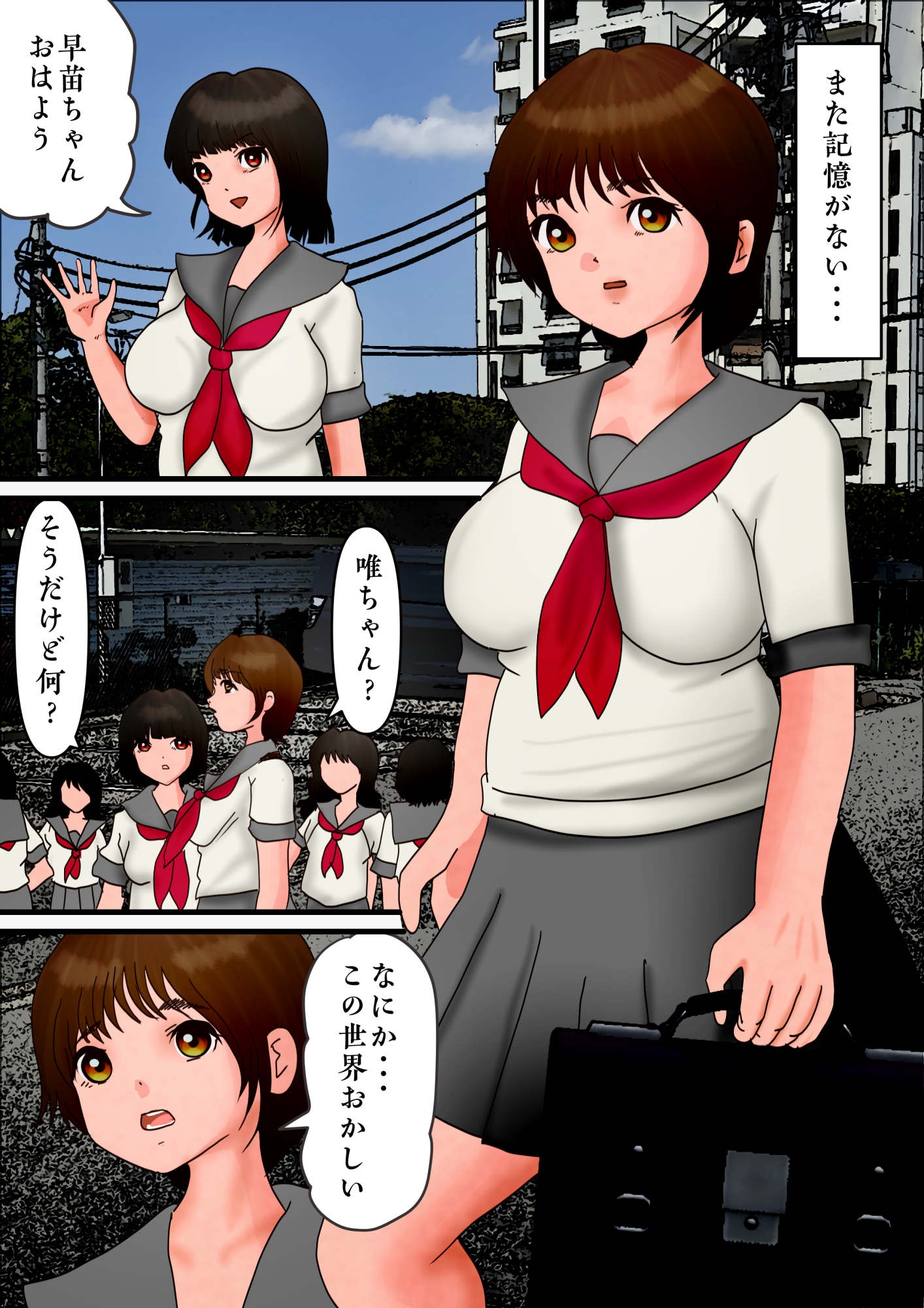巨大化したフグリを晒す、悪堕ちした早苗