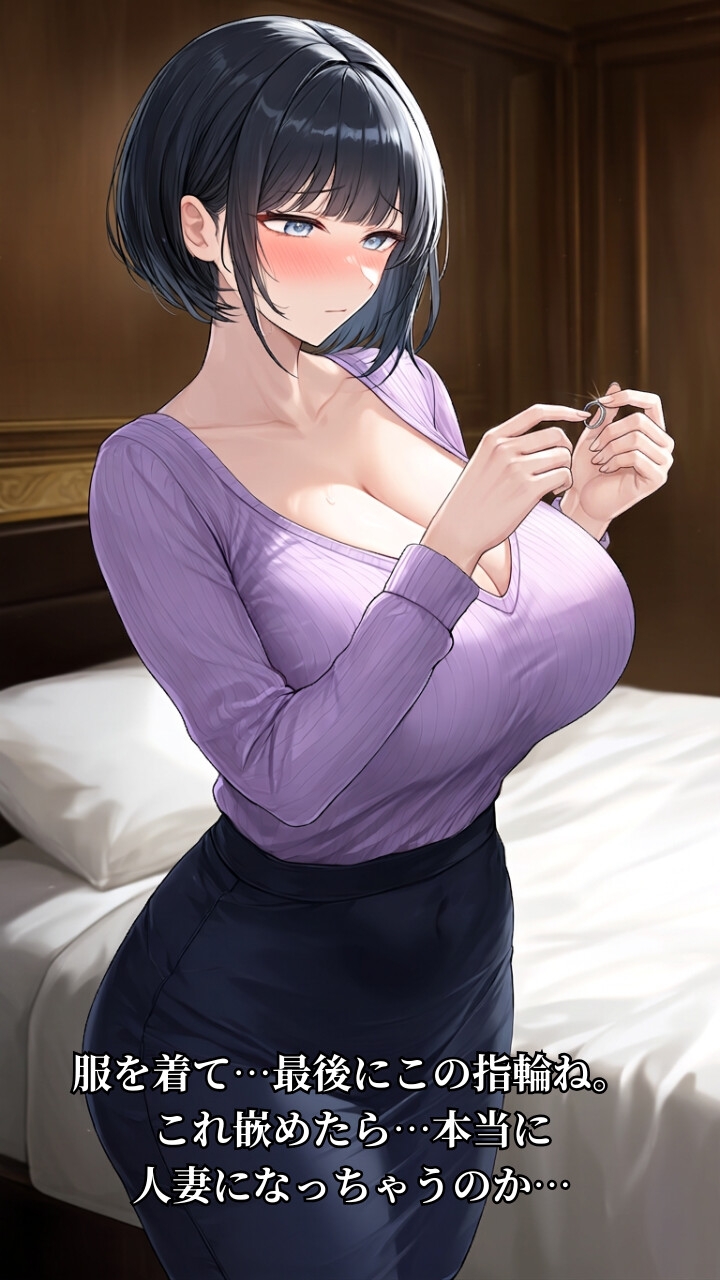 クールな幼馴染がレース下着でIカップ爆乳淫乱人妻に変身する話