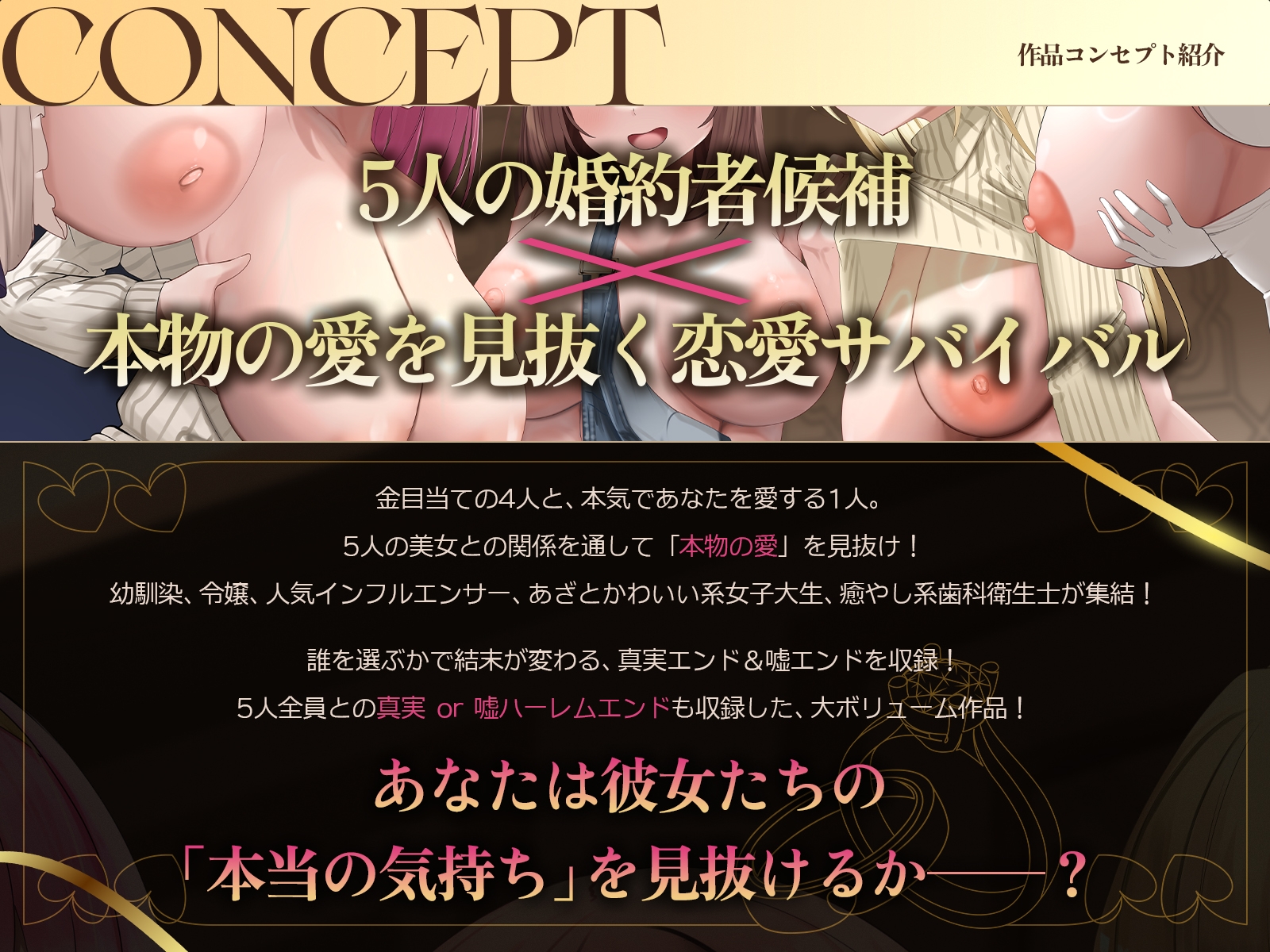 【早期特典】【5時間x5人】金持ちDT争奪♡嘘つき恋愛サバイバル～5人も婚約者候補がいるのに俺を本当に愛しているのは、たった1人だけらしい～