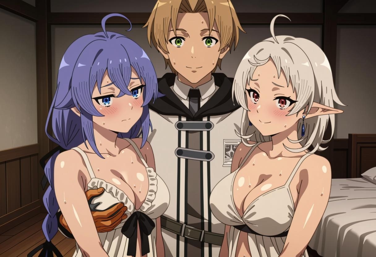 【アニメ25枚+CG178枚】【無職転生】二人の妻と過ごす夜 ～ロキシー&シルフィ奉仕CG集～