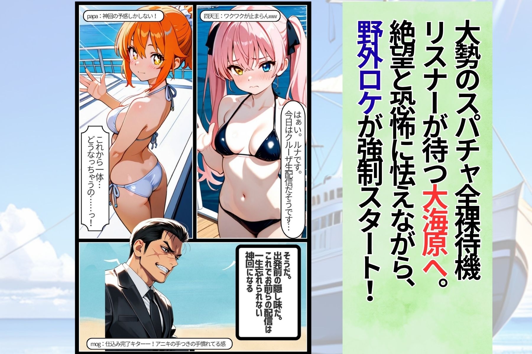 野外クルーザーで生配信したらダブルで雌堕ちさせられました