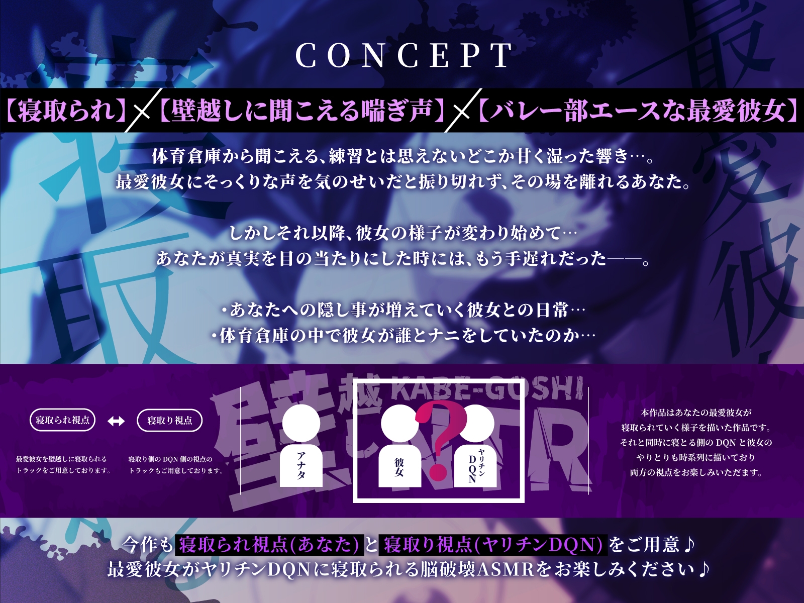 【DM特典付き!!壁越しNTR】後輩バレー部エースの最愛彼女がヤリチンDQNに寝取られるまで～体育倉庫から聞こえる、僕の知らない下品なメス声～