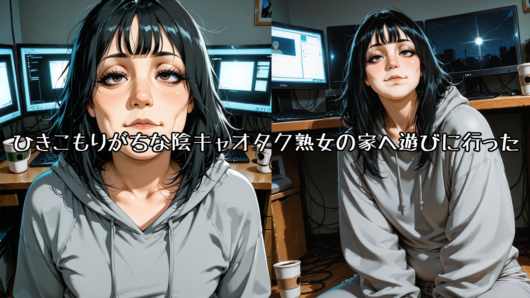 陰キャオタク熟女の部屋で汗だくセックス