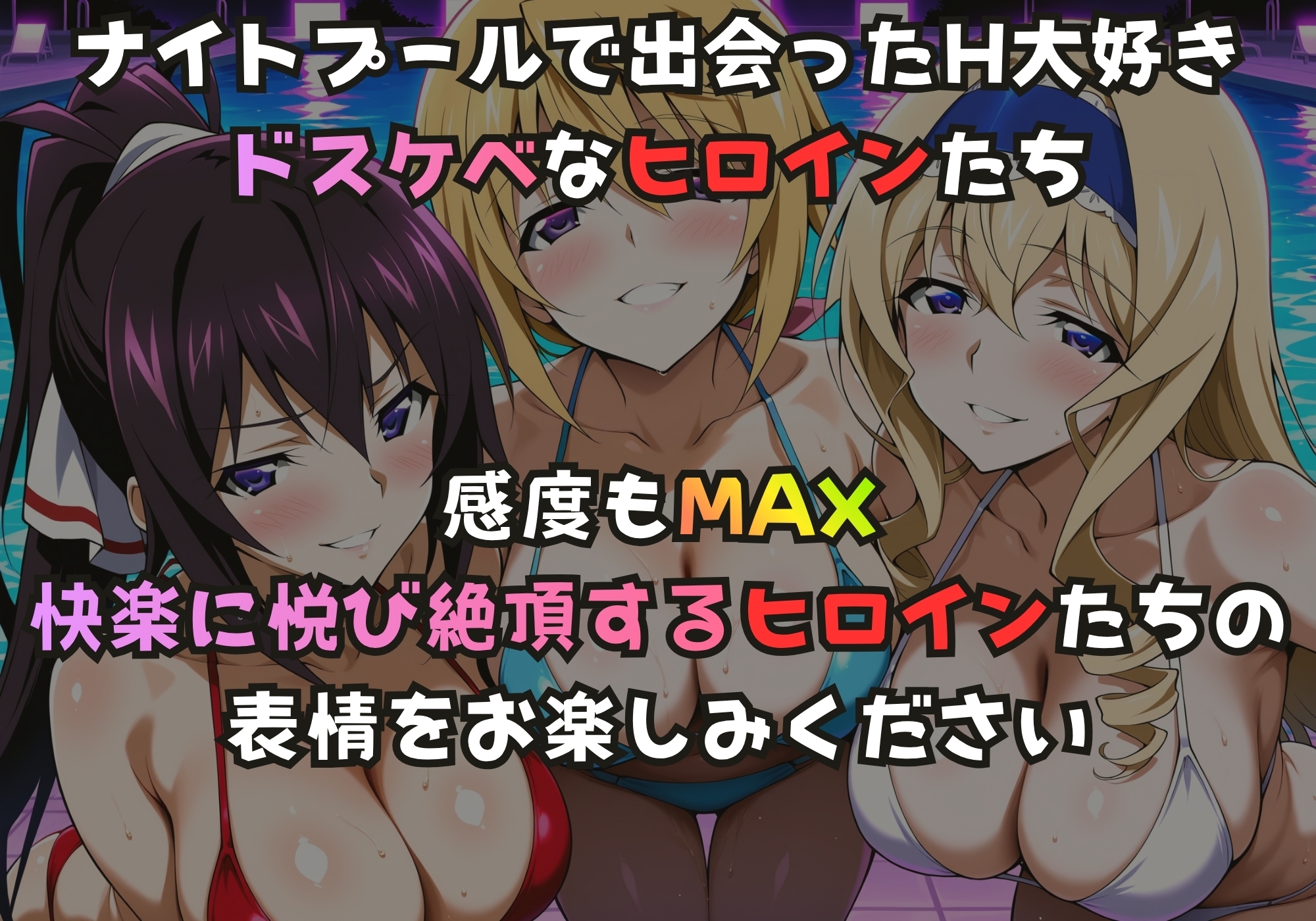 ナイトプールでガンギマるドスケベヒロイン 篠ノ〇箒&シャル〇ット&セシ〇ア