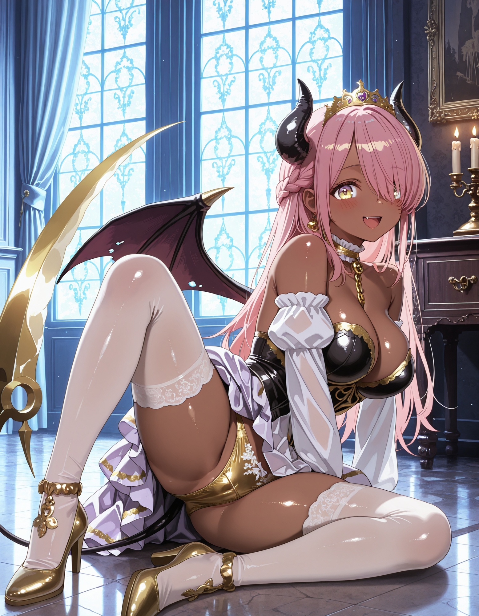サキュバスコスでパンチラ