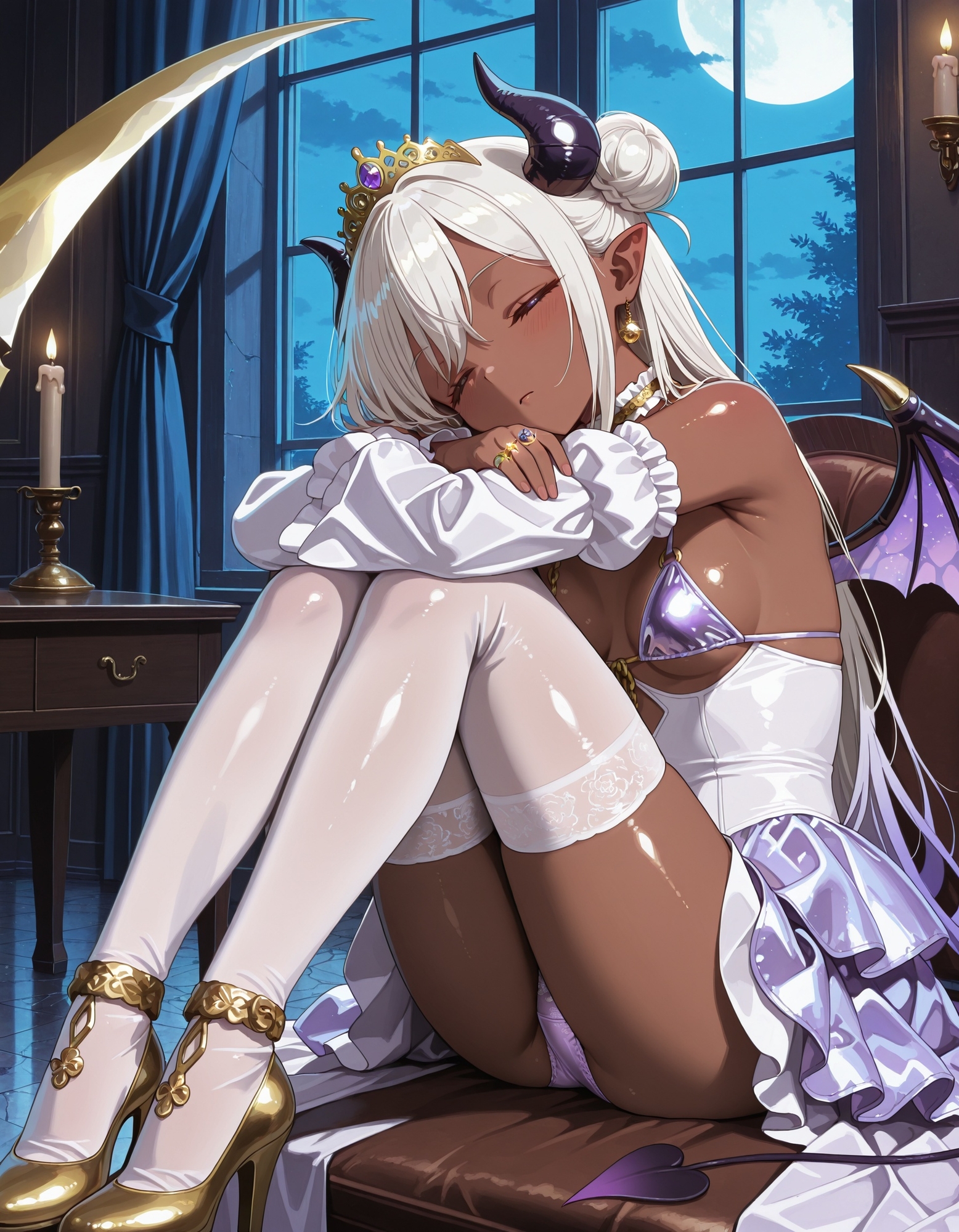 サキュバスコスでパンチラ