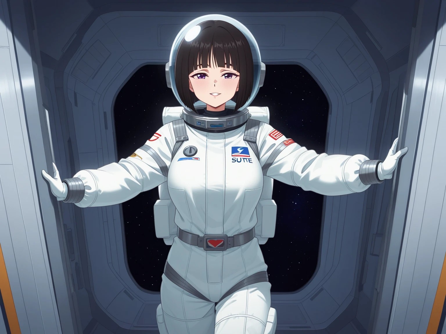 大自然を満喫する美女と水着の女の子と女性自衛官と女性宇宙飛行士
