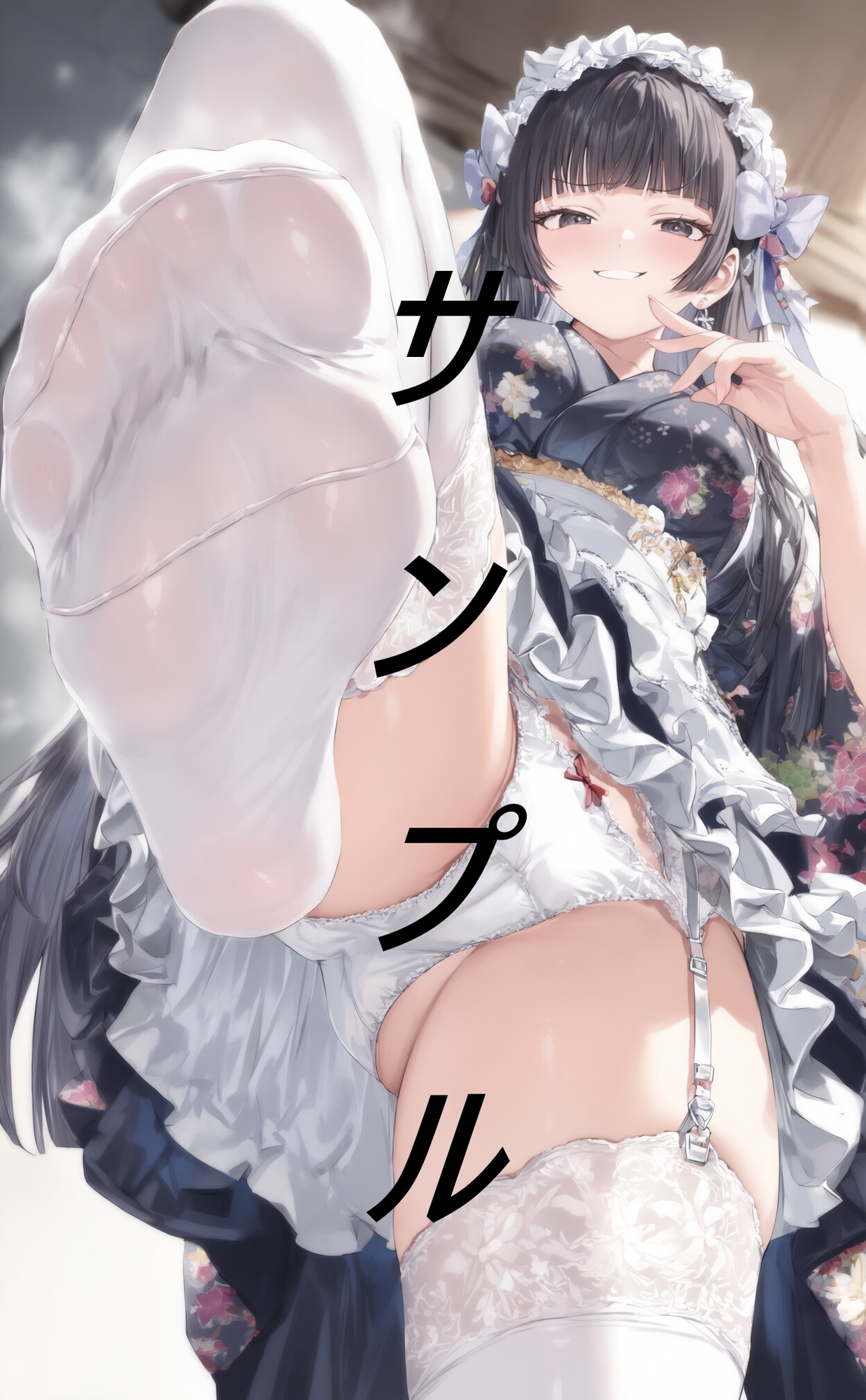 黒髪姫カット和風メイドに踏まれる画集