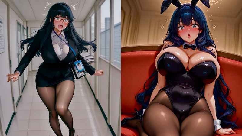 黒髪ロングちゃんとえっち〜憧れのバニーガールは会社の地味子ちゃん！?〜