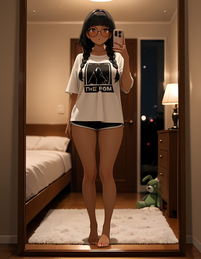 自撮り ─ 地味な後輩が、見せることを覚えるまで【褐色メガネ・CG34枚】