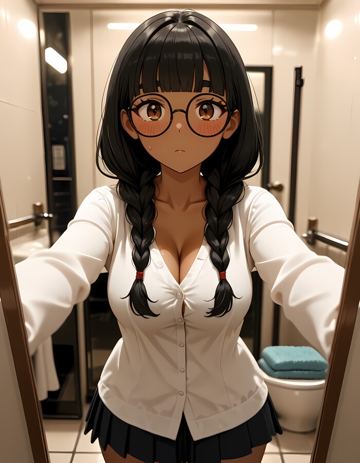 自撮り ─ 地味な後輩が、見せることを覚えるまで【褐色メガネ・CG34枚】