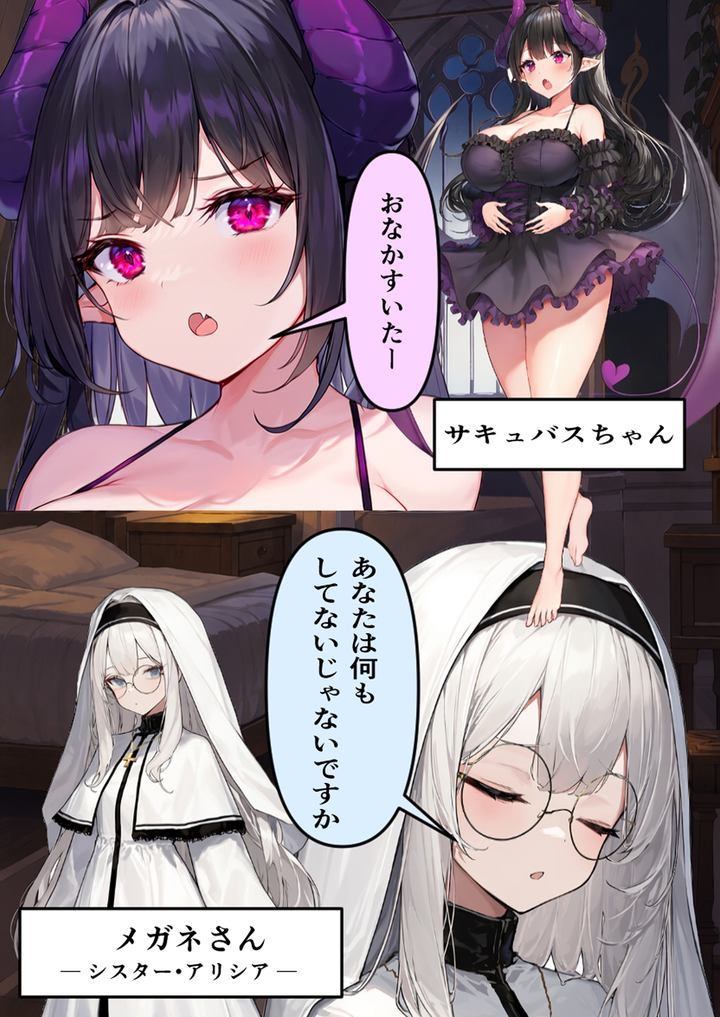 シスターさんとサキュバスちゃん 成人向け #1 ～メガネさん編～