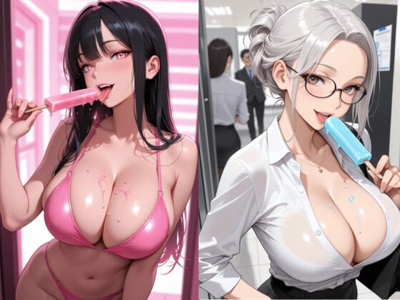 アイスを食べる美女たち。〜夏の終わりに〜