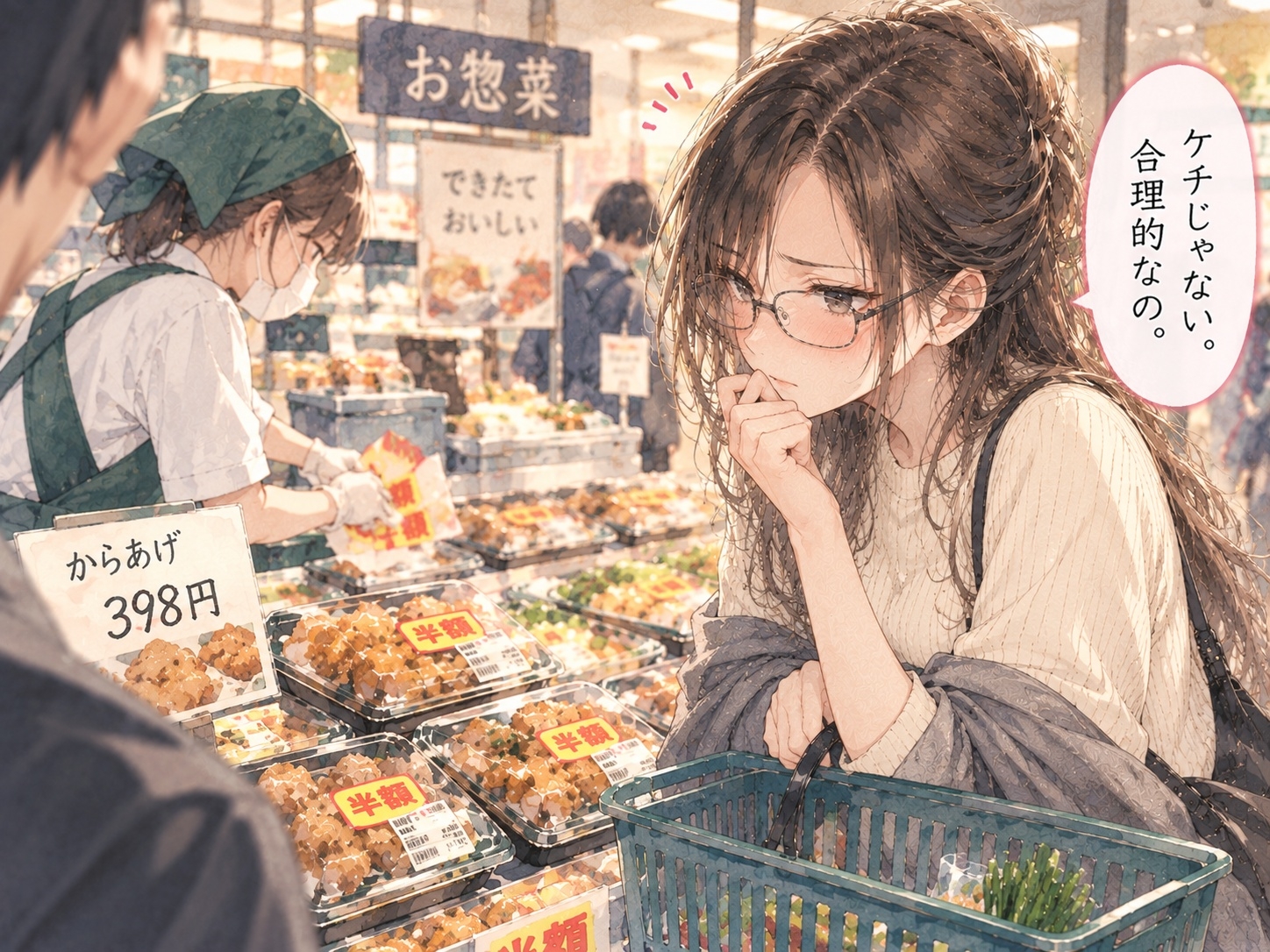 『会社では完璧な女上司が、休日にスーパーで半額シールを待っていたボイス』