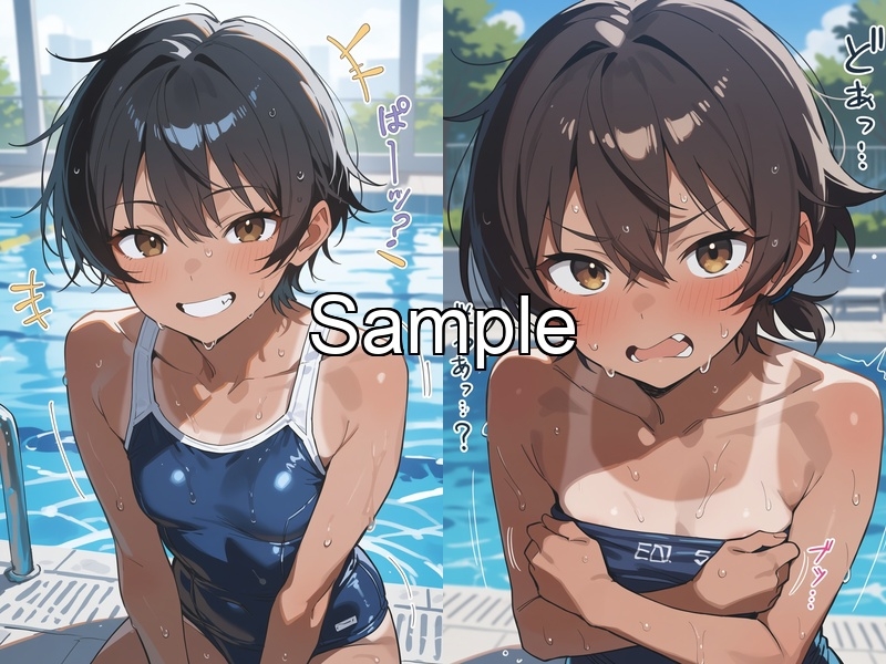 男子水着チャレンジでバレたユウキ ～プールでちっぱいを晒されおじさんたちに◯◯される