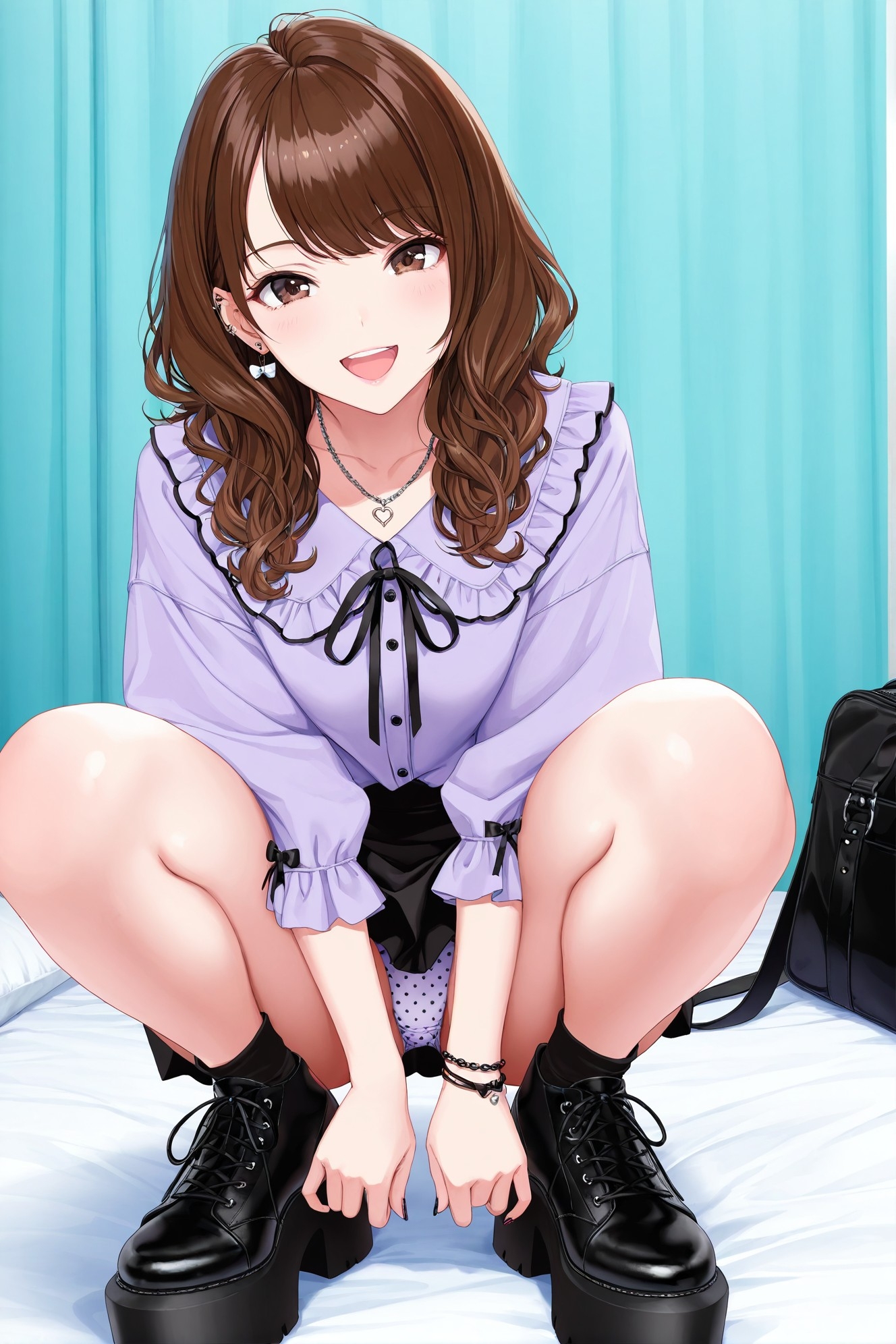地雷系女子のM字&四つん這いパンチラ(2)