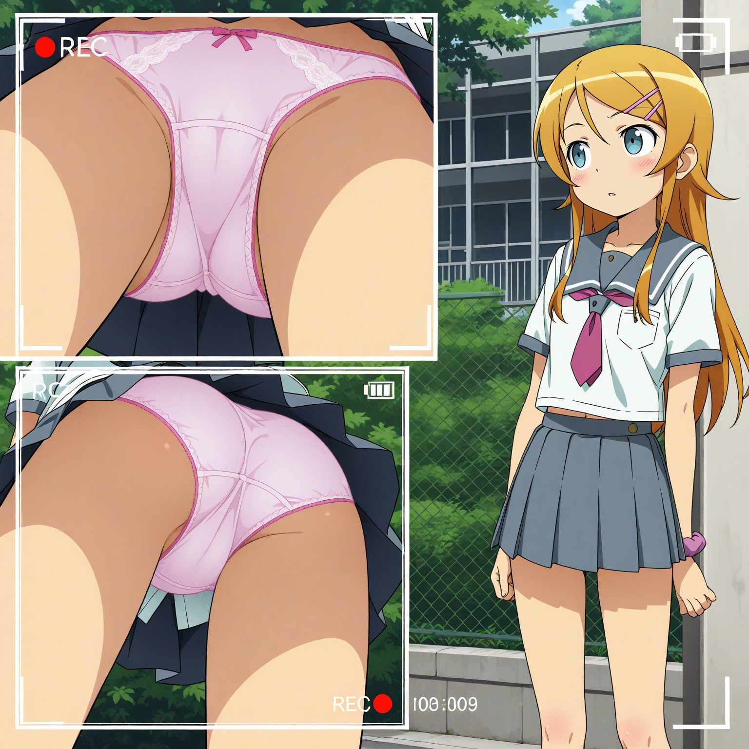 逆さ撮り、全裸露出風【俺の妹が◯んなに可愛いわけがない風1】