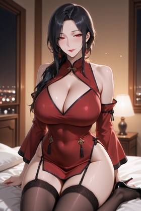 夜窓・人妻 ～紅～ 酒紅チャイナドレスCG集