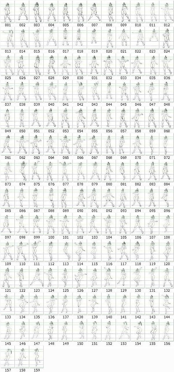 440円■立ち絵、基本ポーズ集 159個。不●火舞でわかる90年代の画風、骨格。トレスなど可 – Preview 4