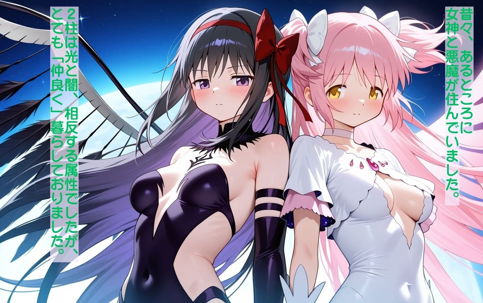 女神と悪魔の百合カップル、仲良くおちんちんに堕つ