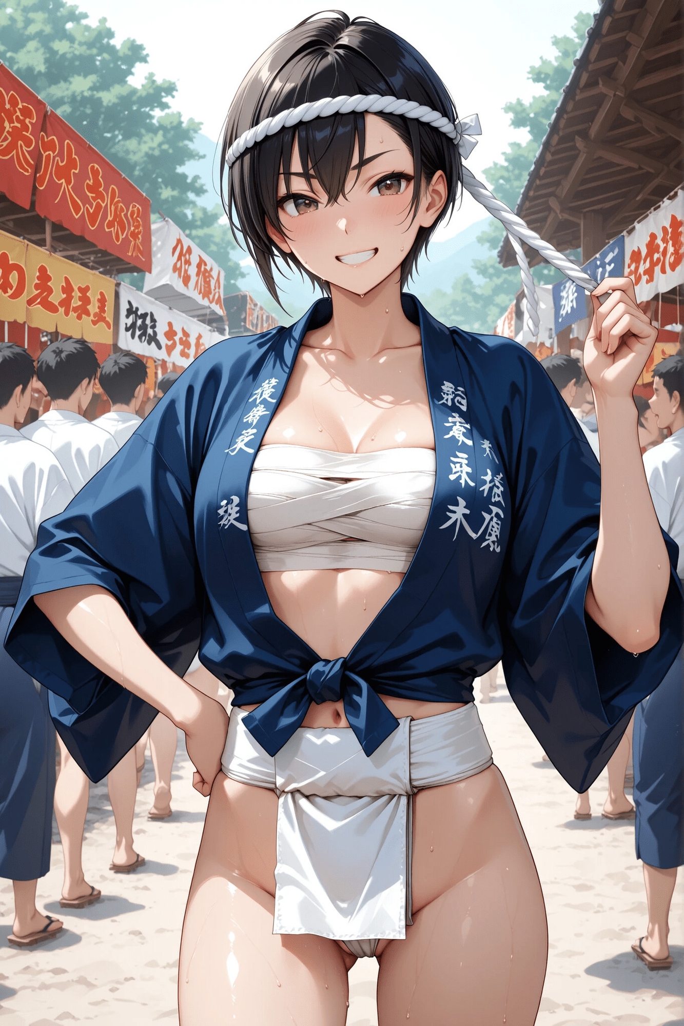 祭り装束女性と着たままえっち！1年ぶりのえっちな祭りを楽しもう！