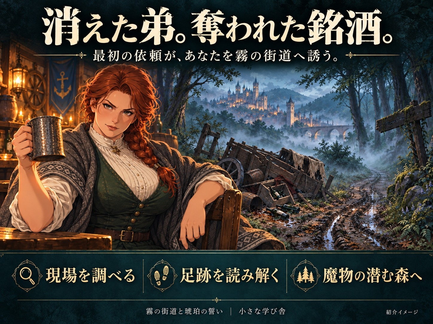 霧の街道と琥珀の誓い ～ダイスで進む短編ゲームブック～