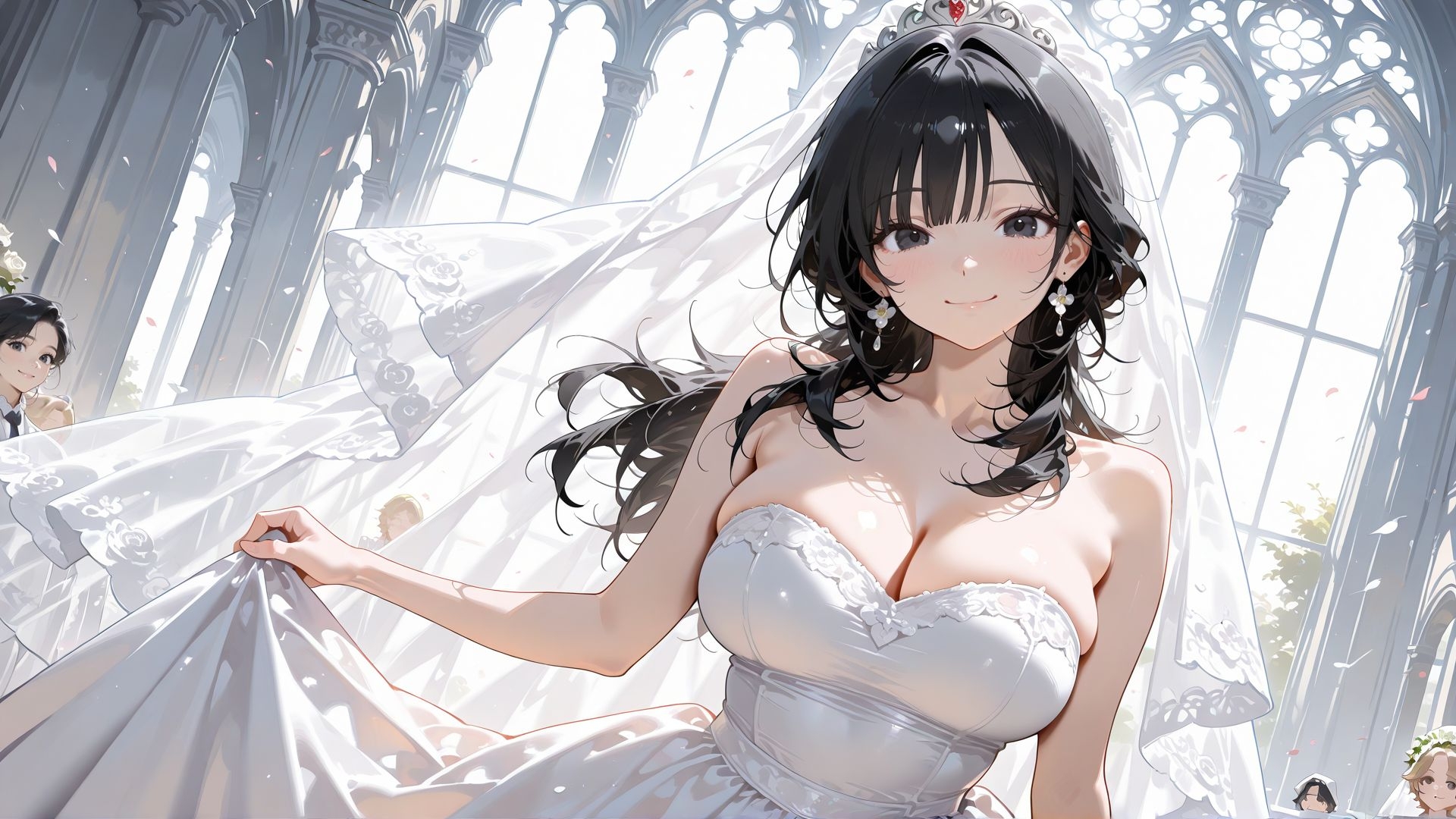 【4K】巨乳花嫁と結婚式終わりに教会でいちゃラブ中だしセックス