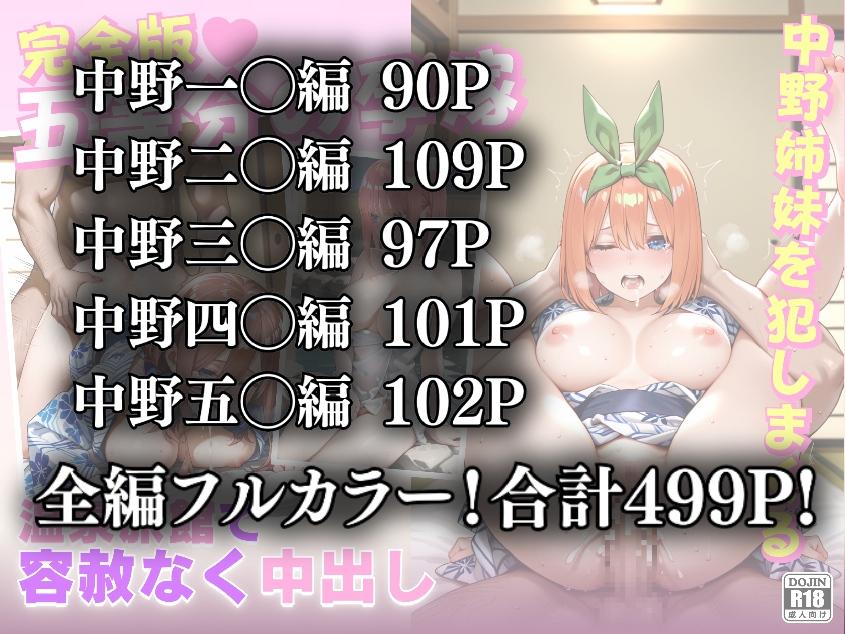 【五等分の孕嫁】 温泉旅館で中野姉妹を犯しまくる！