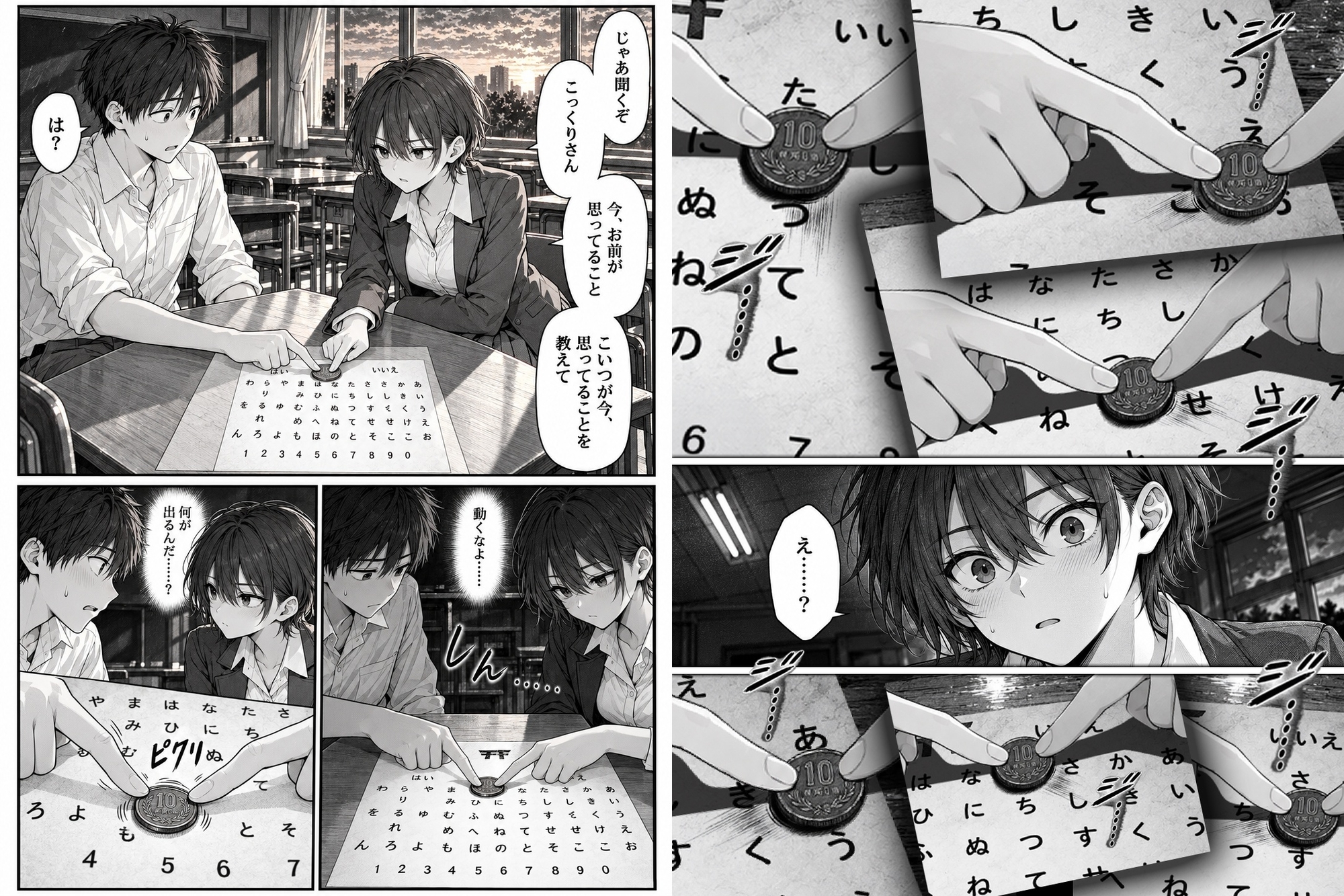 放課後のこっくりさん。無視した短髪で日焼けのアイツとヤルまで出られない呪い。
