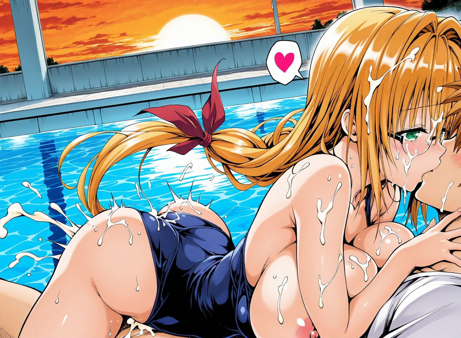 【アクシデンTo LOVE】【CG集TLT1対応】【スク水】金髪巨乳ドジっ子天然美人教師ティア先生と学校のプールでスク水ラブラブあまあまエッチ