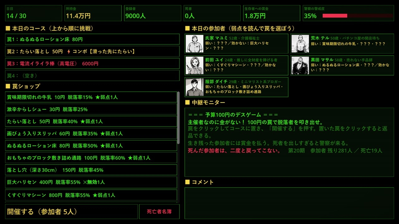 予算100円のデスゲーム