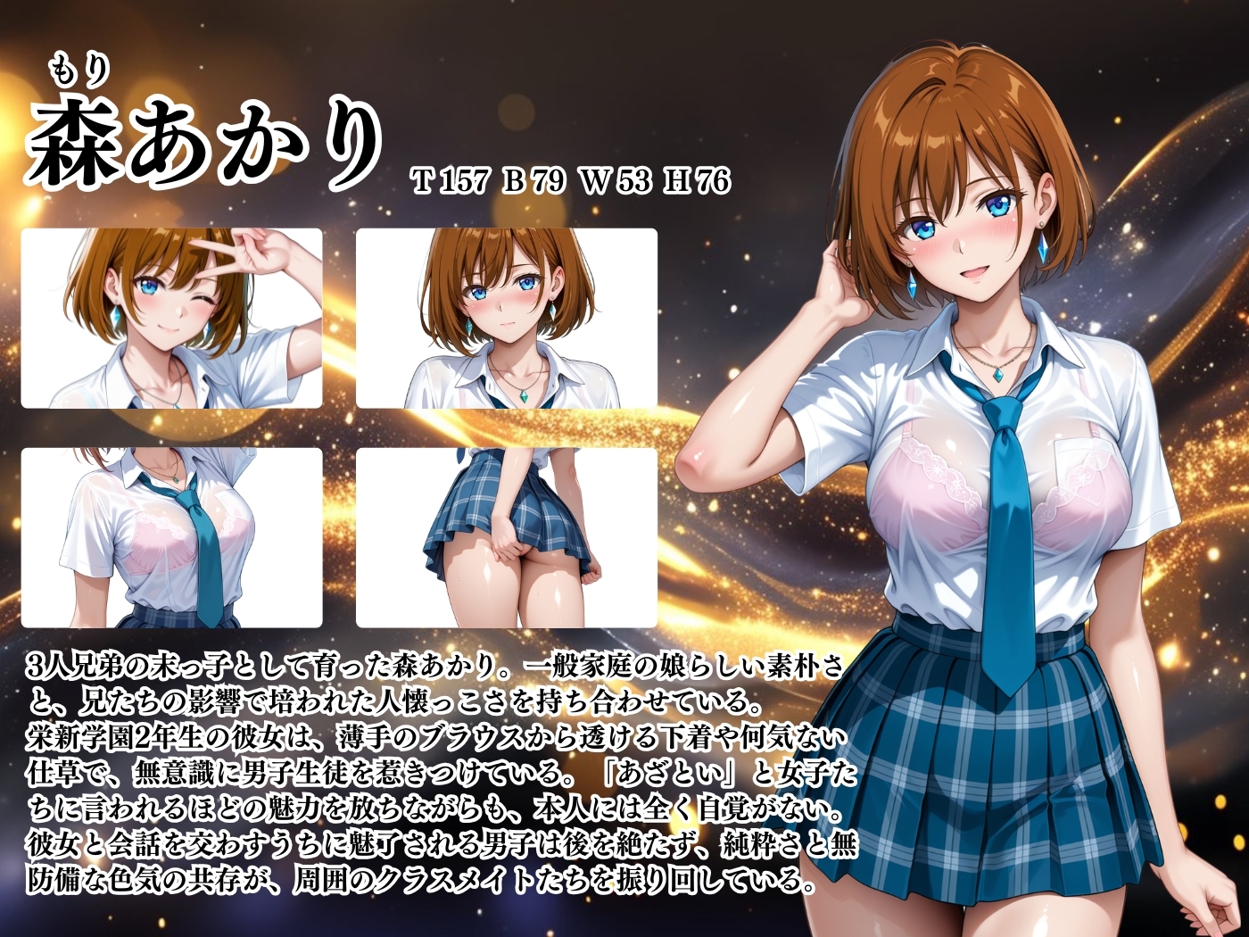 【4Kイラスト】1万3000人の生徒を抱いた校長による森あかりへの性指導(黒水着編) – Preview 3
