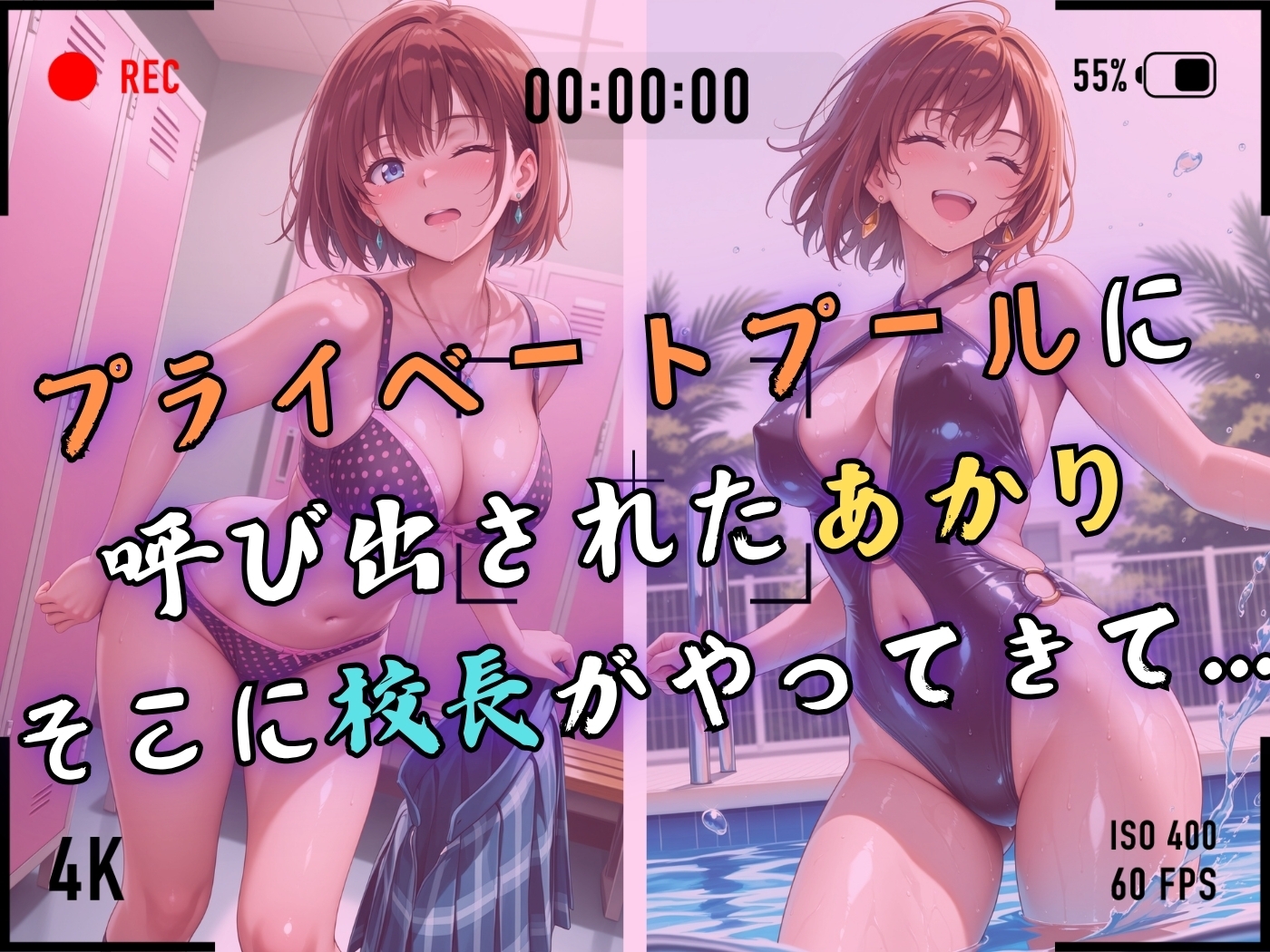 【4Kイラスト】1万3000人の生徒を抱いた校長による森あかりへの性指導(黒水着編) – Preview 5