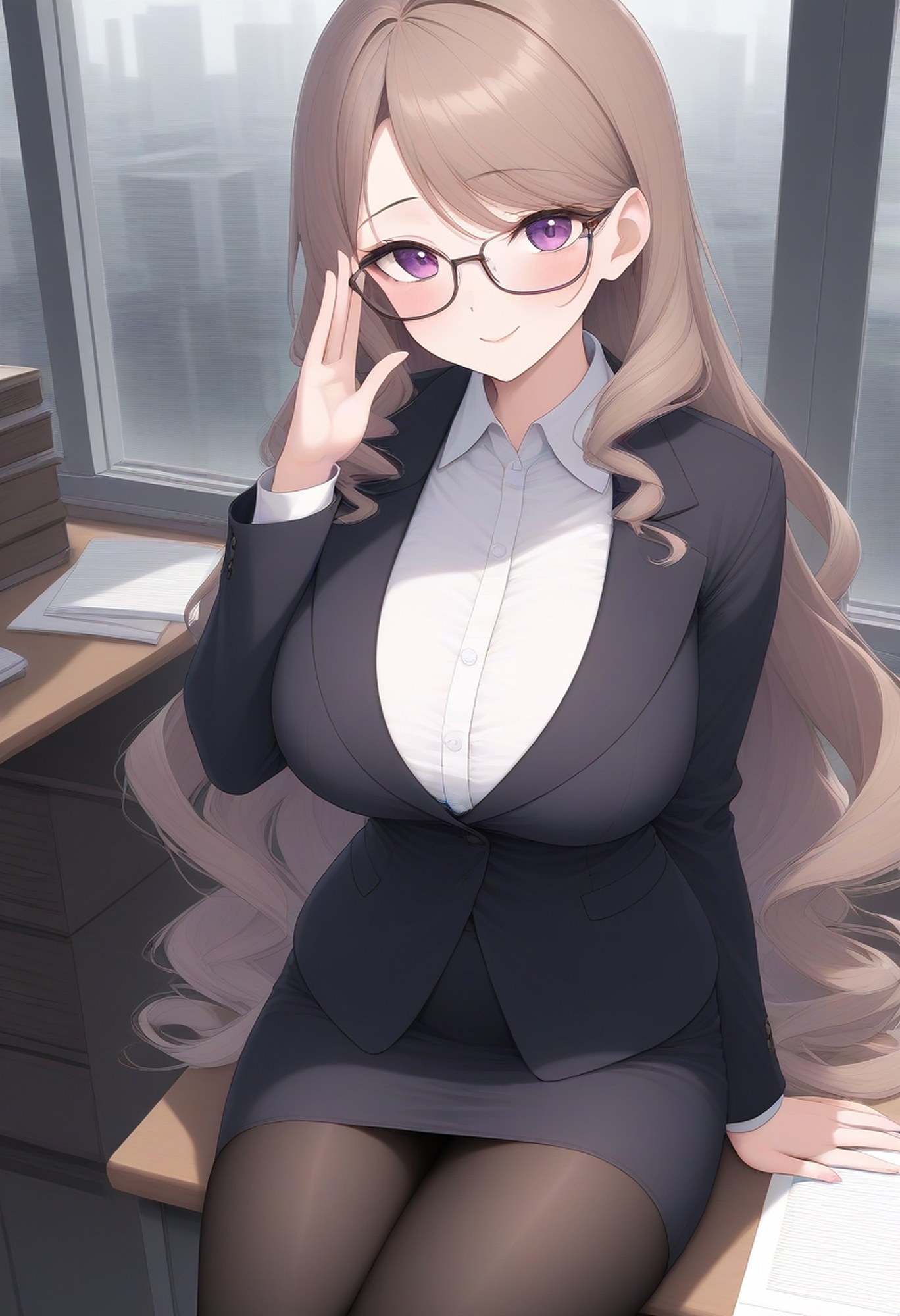 社長室で爆乳メガネ秘書のお姉さん・玲奈(29)と二人きり…出張ホテル・バー・バスルームで朝まで〜有能秘書の淫らな素顔〜【CG292枚収録】