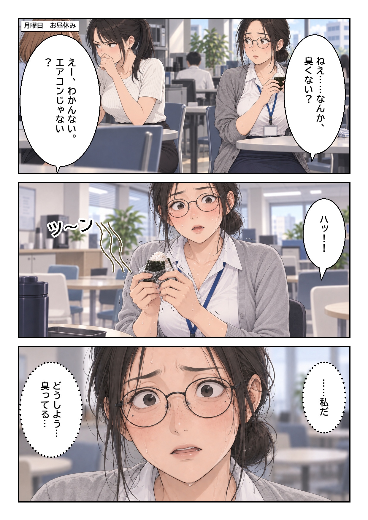 処理してない地味な先輩(34)が、4日間お風呂を禁止されて全身のニオイを嗅がれる話