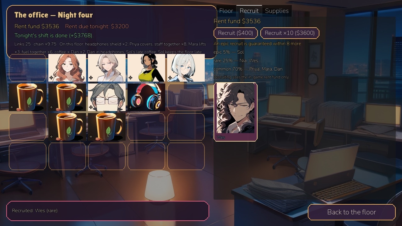 OCCUPANCY ―オキュパンシー― 夜のオフィス経営×採用ガチャRPG