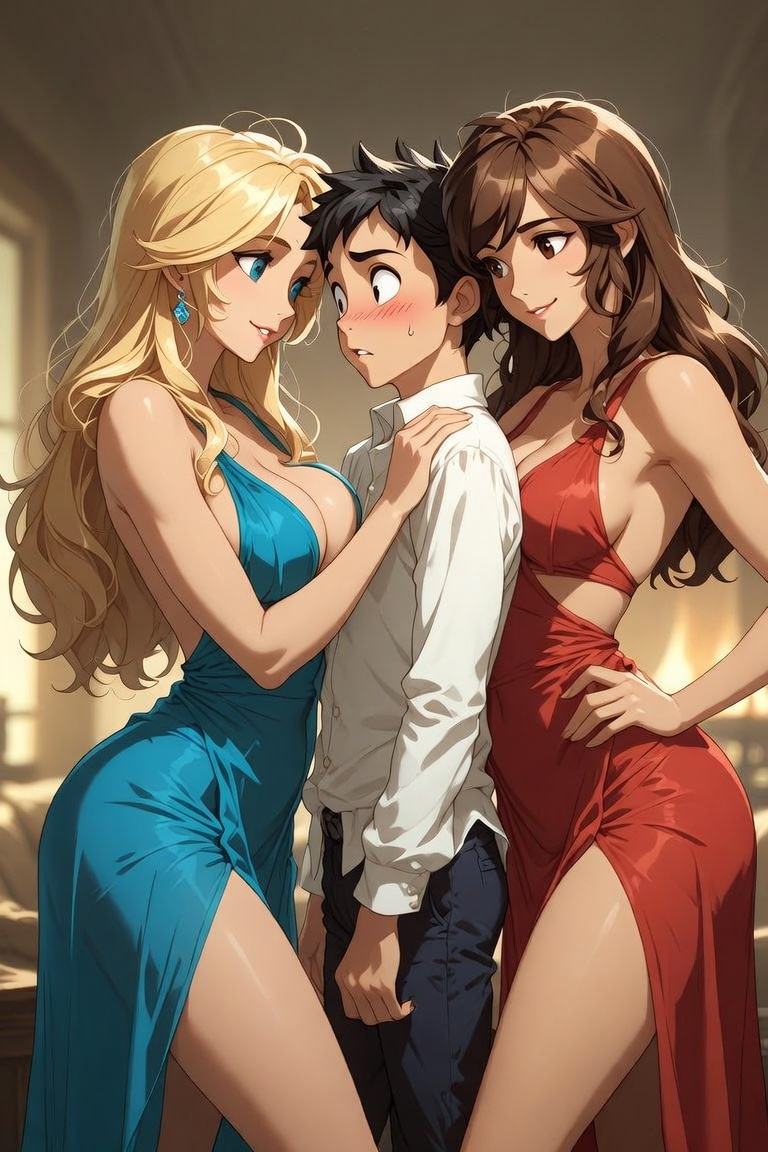 レズビアン2人組に誘惑される童貞男子 ～興奮してしまう童貞男子～ – Preview 9