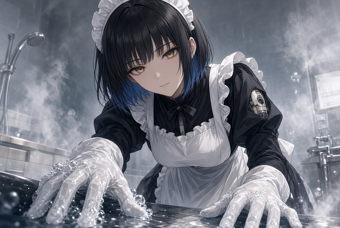 【お世話寸止め】メイドアンドロイドに洗われて、拭かれて、耳をかかれて、寝かしつけられるまで〜丁寧にいかせてもらえない夜〜【アンドロイドにいじめられる 03】 – Preview 4